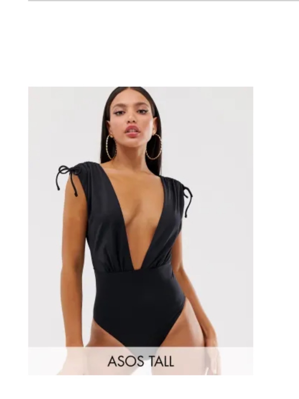 ASOS ruched shoulder, plunge swimsuit